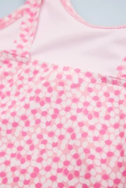 Bañador bebé niña detalles volantes estampado flores rosa