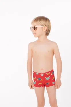 Bañador bóxer niño estampado cangrejos rojo