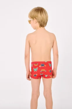 Bañador bóxer niño estampado cangrejos rojo