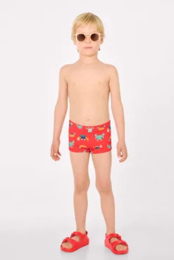 Bañador bóxer niño estampado cangrejos rojo