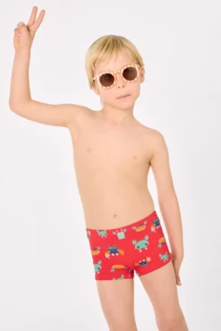 Bañador bóxer niño estampado cangrejos rojo