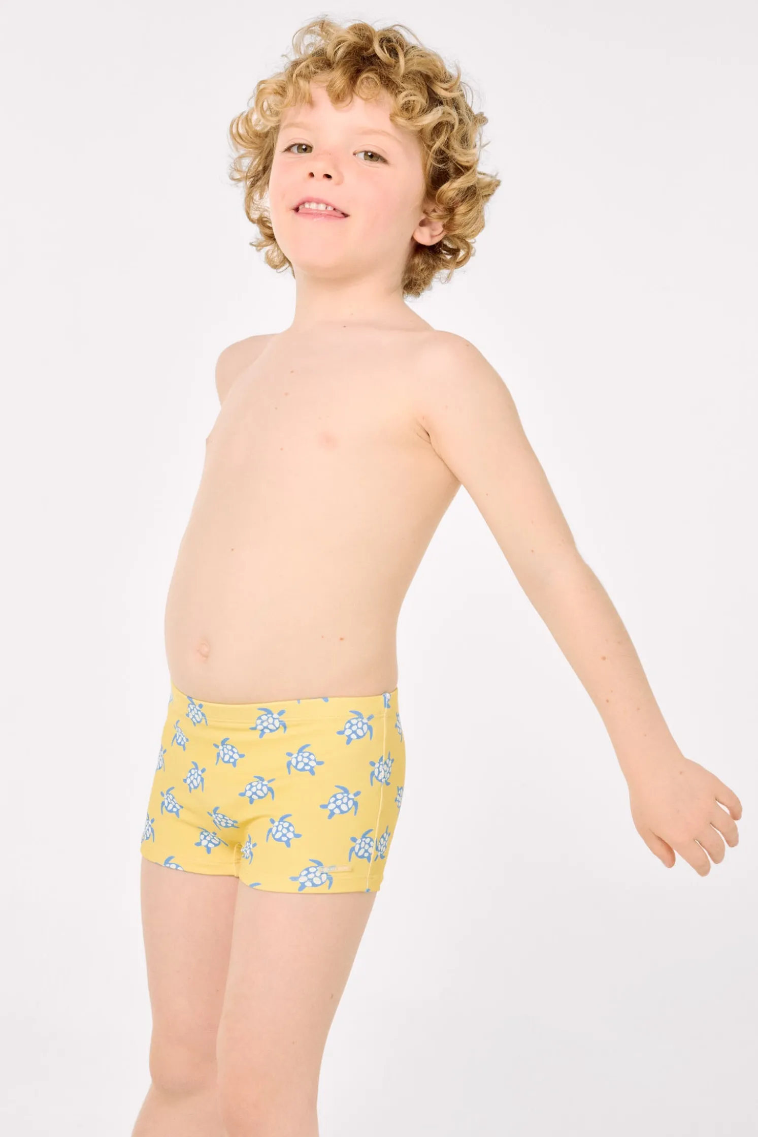 Bañador bóxer niño estampado tortugas amarillo
