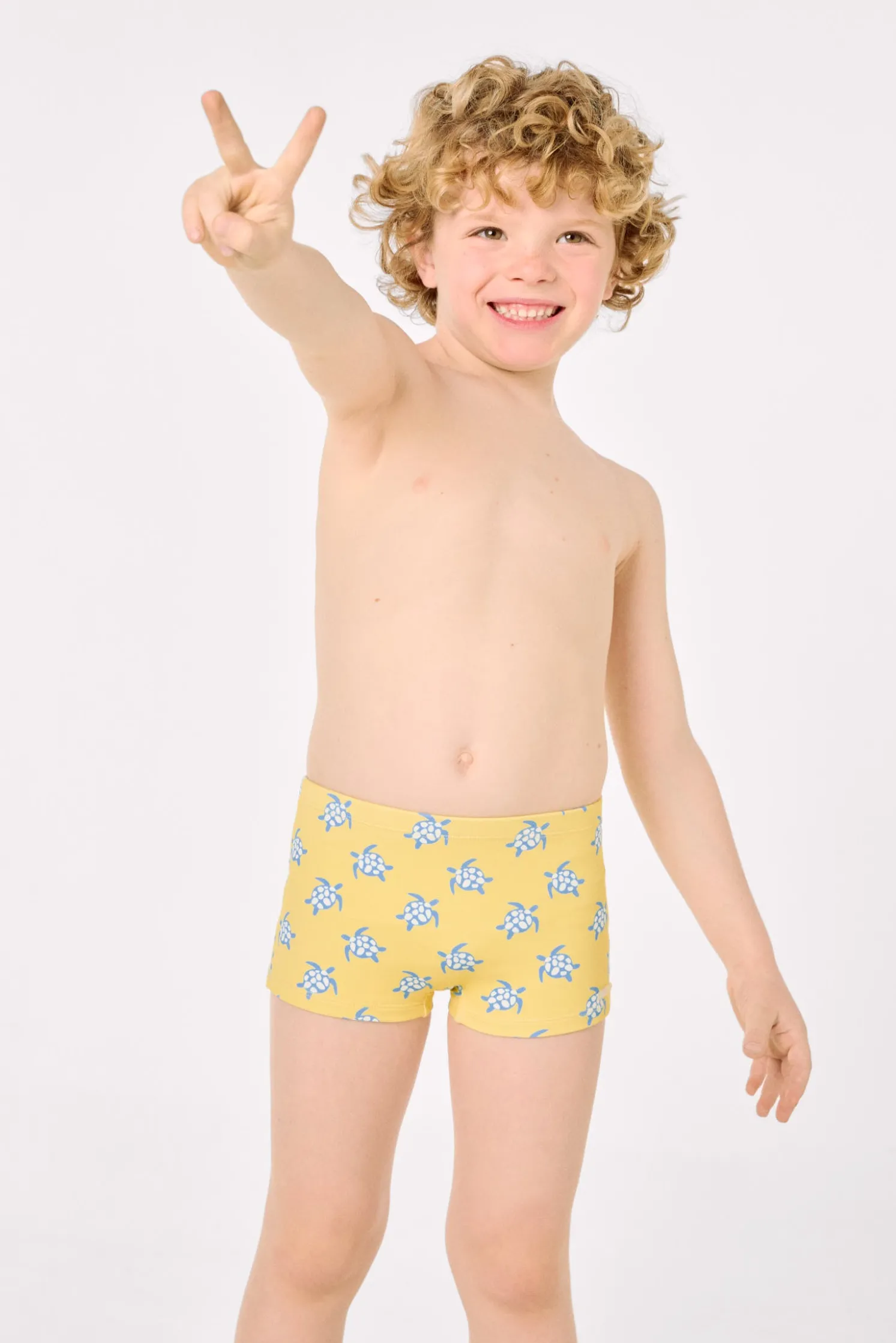 Bañador bóxer niño estampado tortugas amarillo