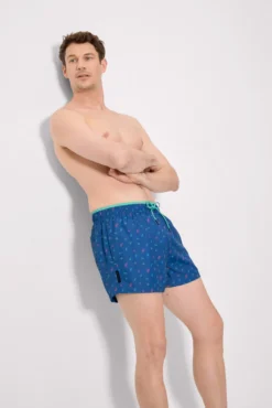 Bañador corto estampado bicicletas azul