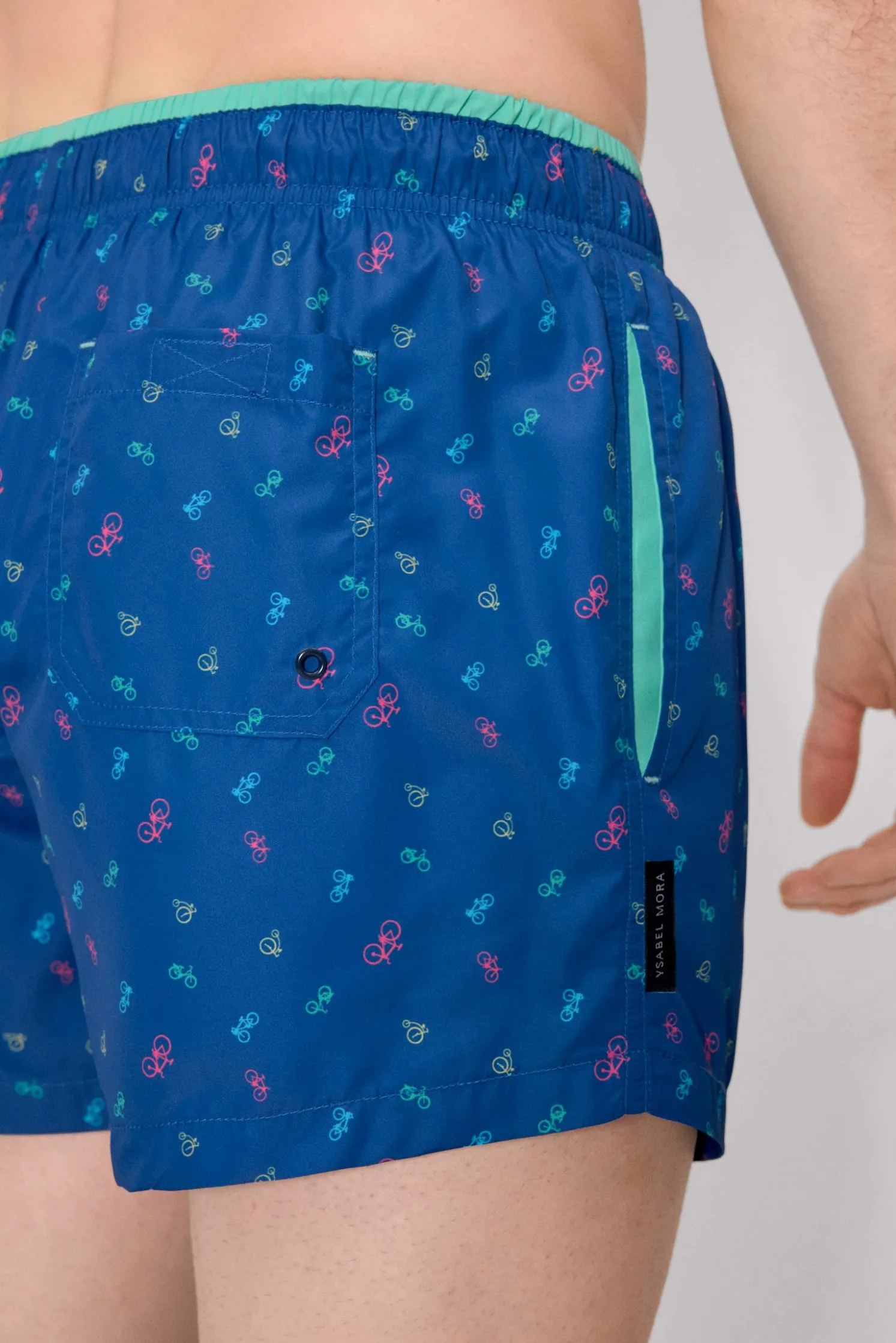Bañador corto estampado bicicletas azul
