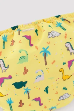 Bañador culetín antifugas bebé estampado dinosaurios amarillo
