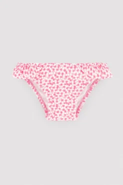 Bañador culetín bebé texturizado detalles volantes estampado rosa