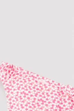 Bañador culetín bebé texturizado detalles volantes estampado rosa