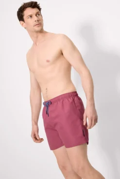Bañador medio básico rosa oscuro empolvado