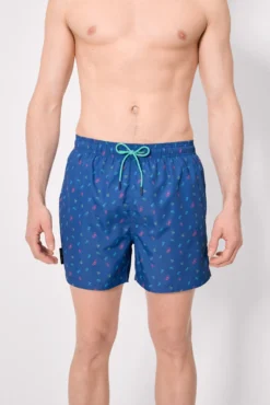 Bañador medio estampado bicicletas azul