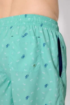 Bañador medio estampado bicicletas verde