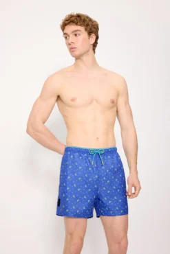 Bañador medio estampado cangrejos azul