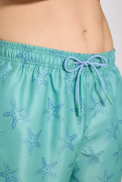 Bañador medio estampado estrellas mar verde