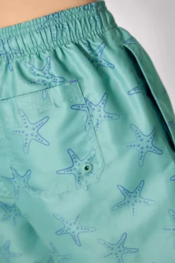 Bañador medio estampado estrellas mar verde