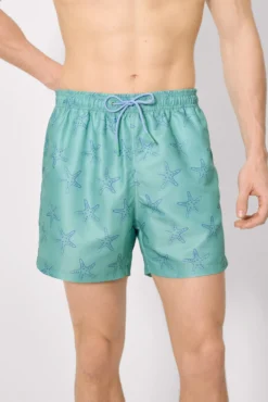 Bañador medio estampado estrellas mar verde