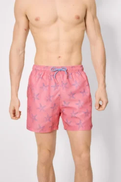 Bañador medio estampado estrellas mar rosa