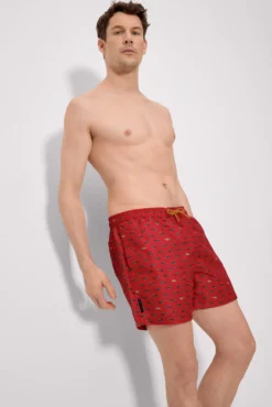 Bañador medio estampado perros salchichas rojo