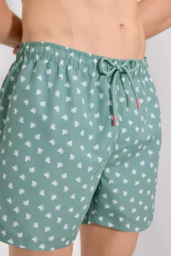 Bañador medio estampado pulpos verde