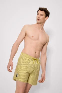 Bañador medio estampado rayas amarillo