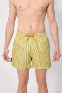 Bañador medio estampado rayas amarillo