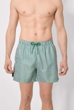 Bañador medio estampado rayas verde