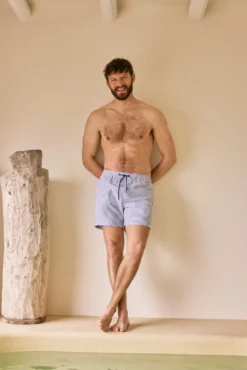 Bañador medio estampado rayas azules