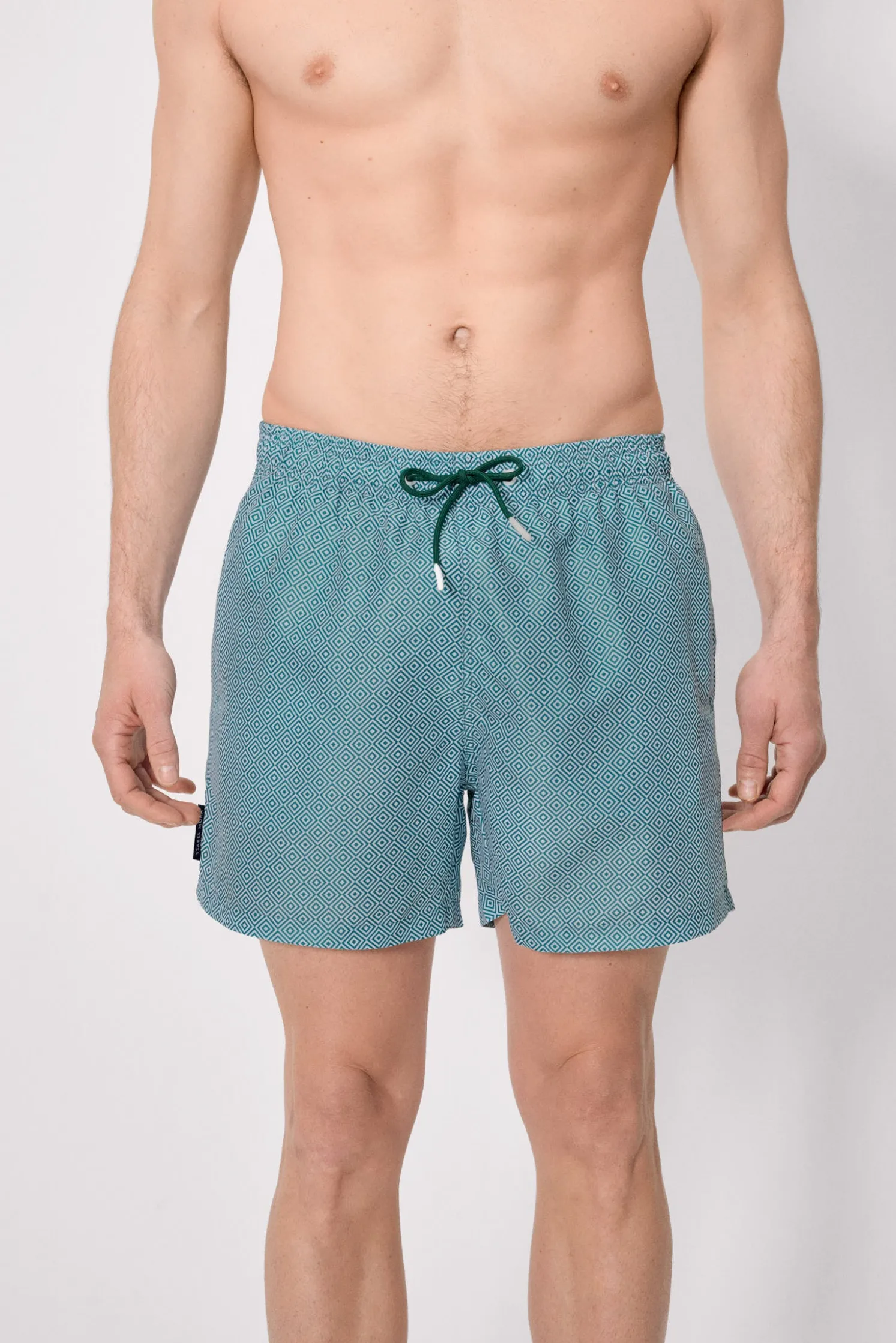 Bañador medio estampado étnico azul