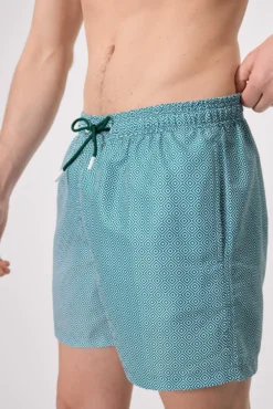 Bañador medio estampado étnico azul