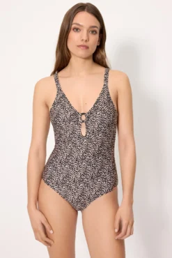 Bañador moldeador estampado con brillo detalles copa B