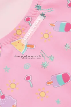 Bañador niña detalle cut-out y lazos estampado veraniego rosa
