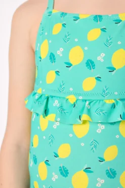 Bañador niña detalle volante estampado limones