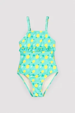 Bañador niña detalle volante estampado limones