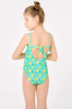 Bañador niña detalle volante estampado limones