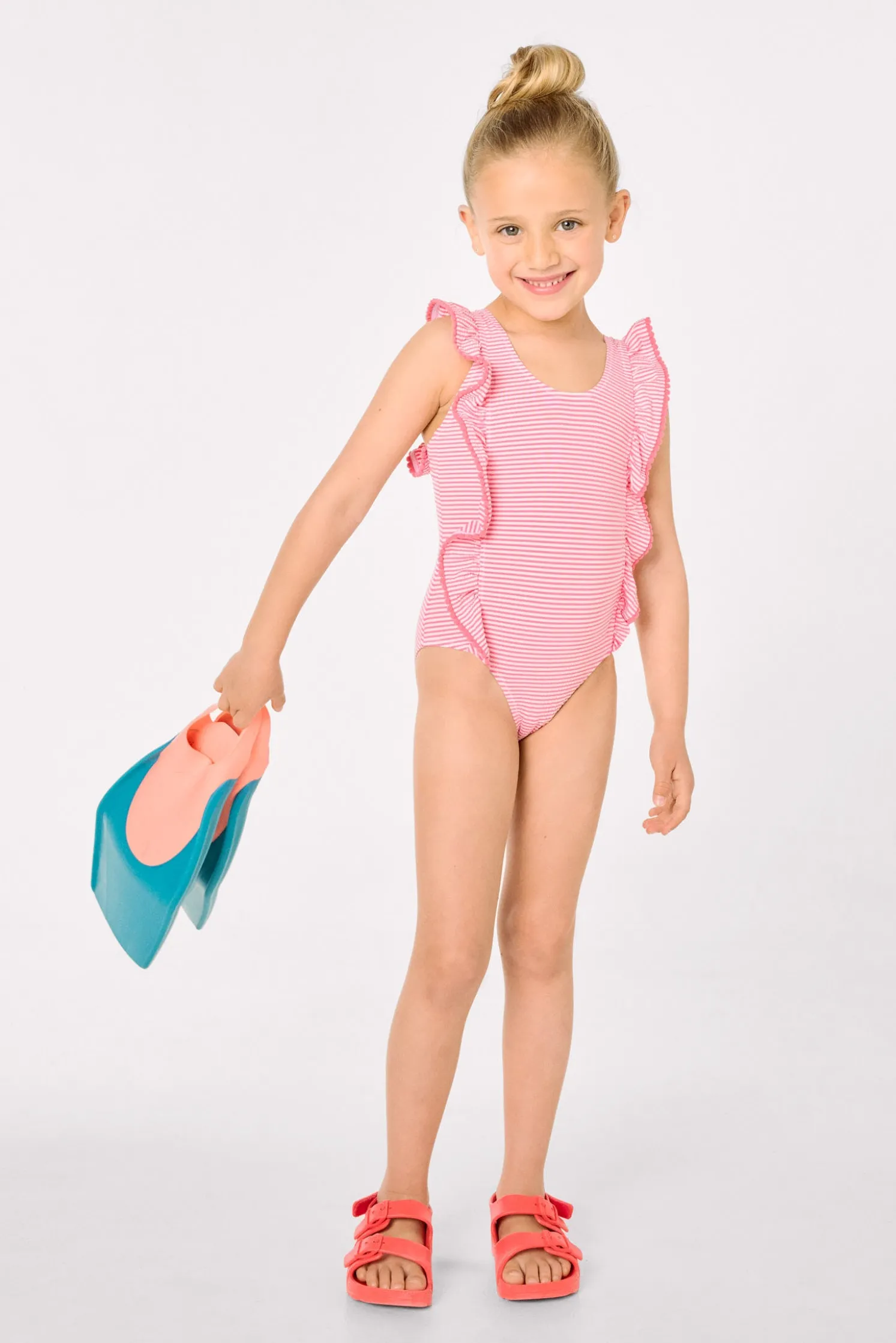 Bañador niña volates estampado rayas