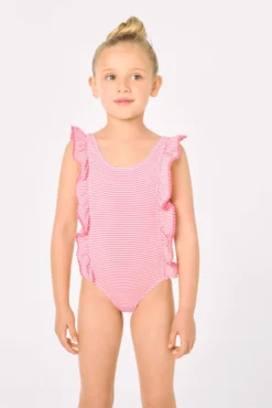 Bañador niña volates estampado rayas