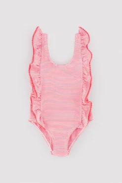 Bañador niña volates estampado rayas