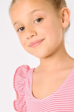 Bañador niña volates estampado rayas
