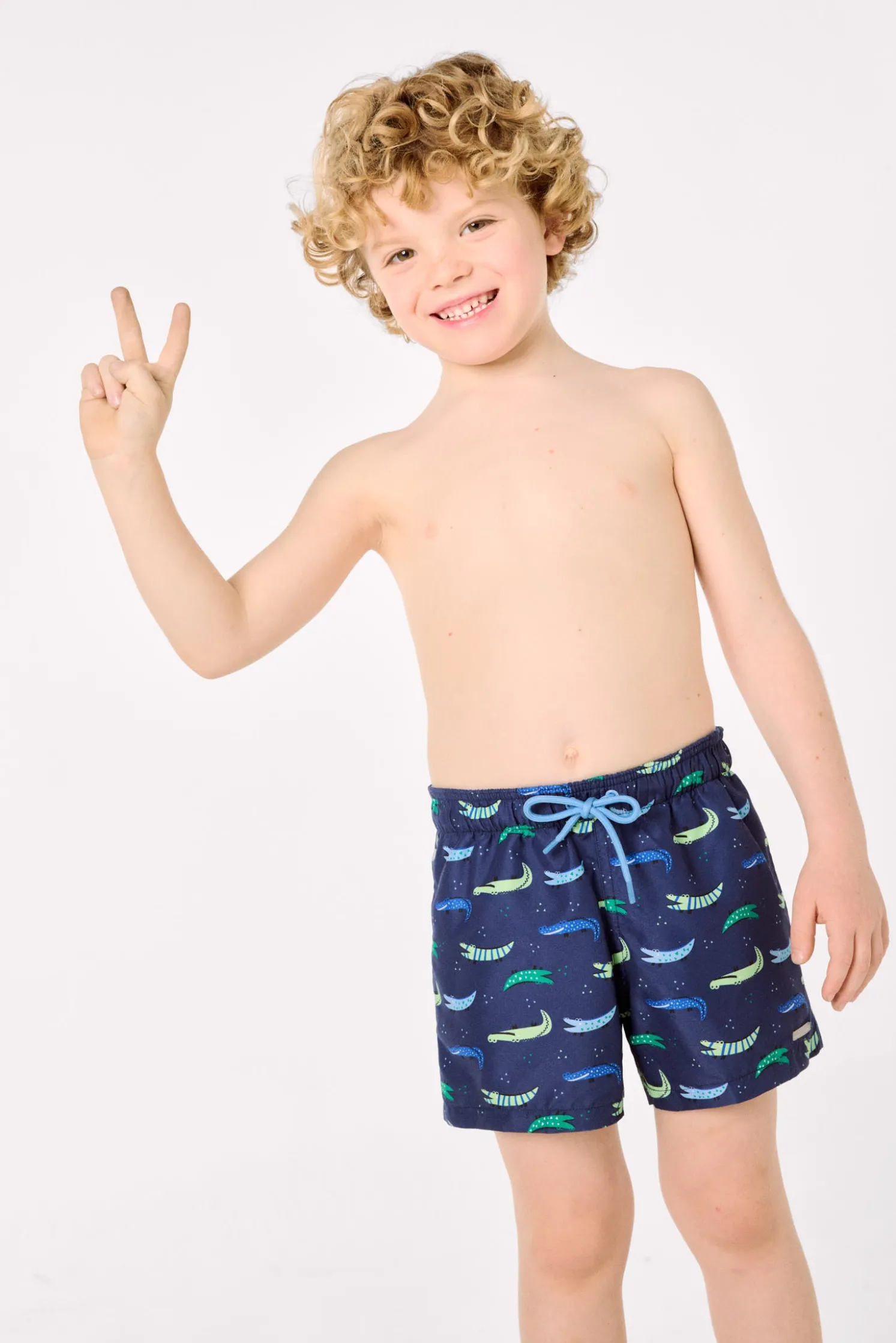 Bañador niño corto estampado cocodrilos multicolor