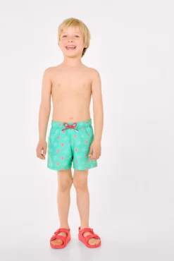 Bañador niño corto estampado estrellas marinas turquesa