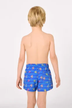 Bañador niño corto estampado peces tropicales multicolor