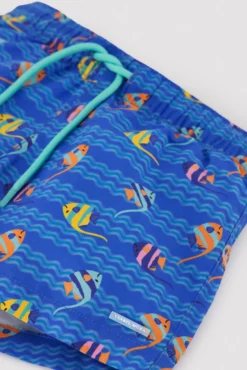 Bañador niño corto estampado peces tropicales multicolor