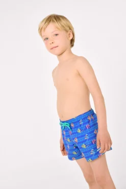 Bañador niño corto estampado peces tropicales multicolor