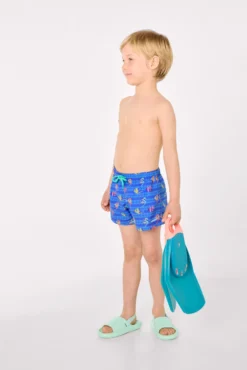 Bañador niño corto estampado peces tropicales multicolor
