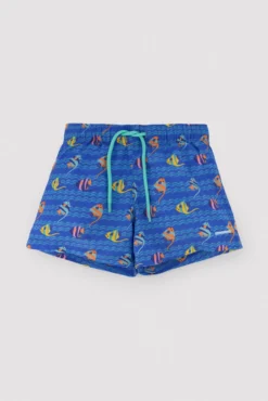Bañador niño corto estampado peces tropicales multicolor