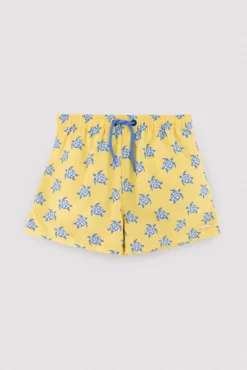 Bañador niño corto estampado tortugas amarillo