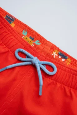 Bañador niño corto forro contraste rojo