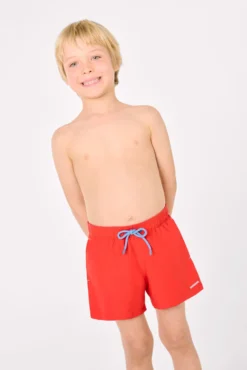 Bañador niño corto forro contraste rojo