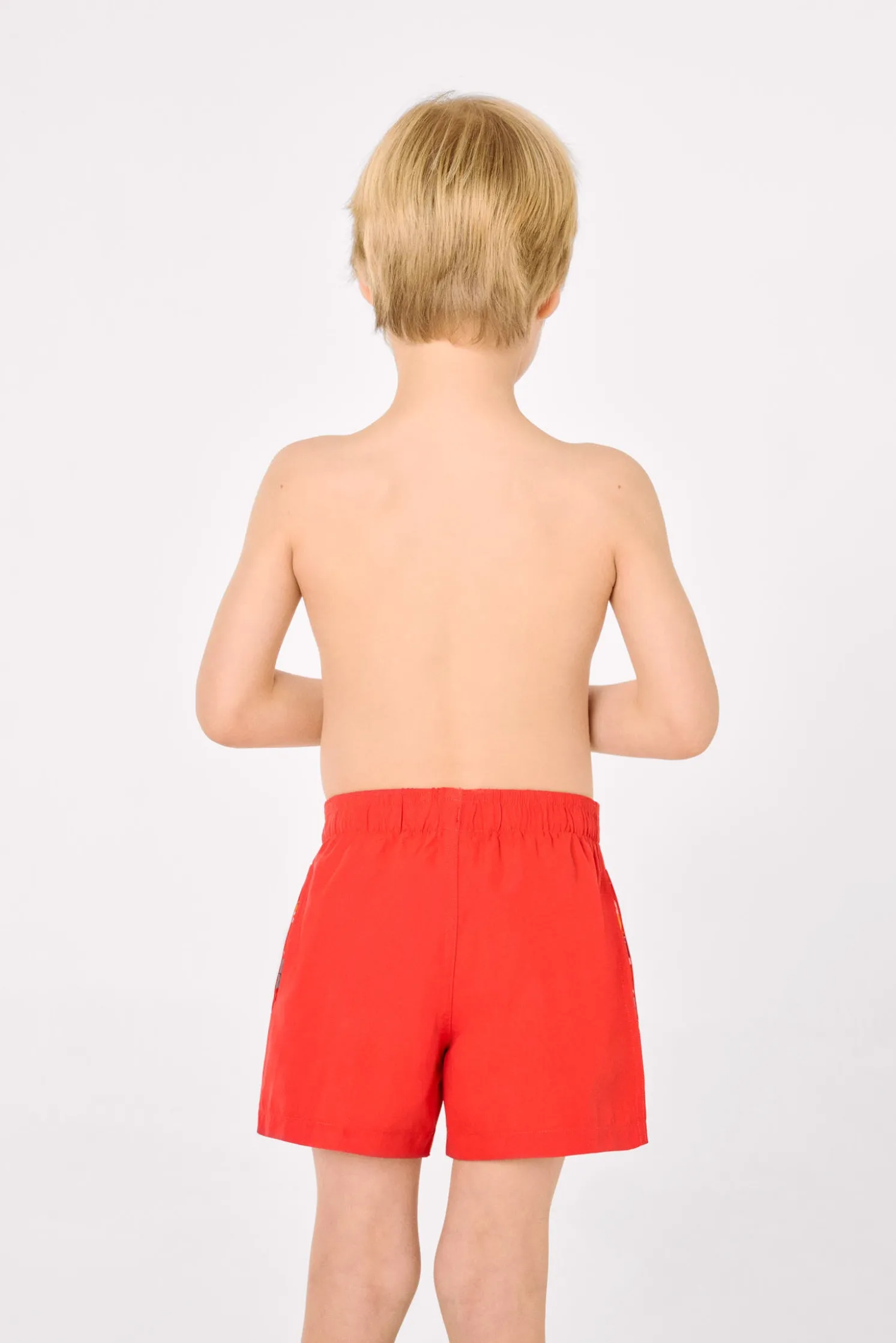 Bañador niño corto forro contraste rojo