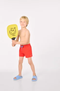 Bañador niño corto forro contraste rojo