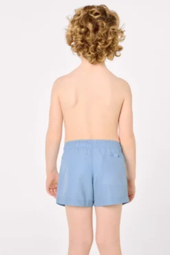 Bañador niño corto liso azul